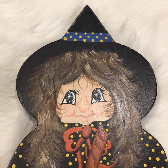 Hand Painted Wooden Witch!